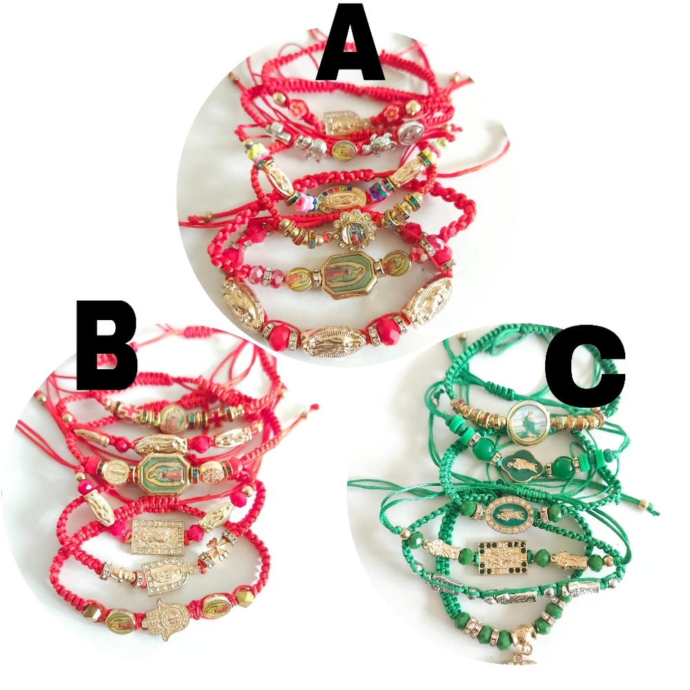 Thread Beaded Adjustable Bracelets religious Virgen de Guadalupe San Judas